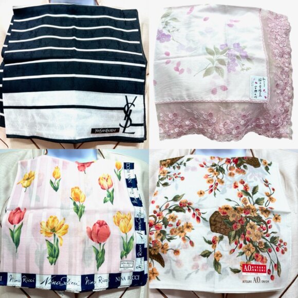 BUNDLE 4:  YSL--NINA RICCI-JP  -A.O. AtsukiScarf/Handker Cotton/Silk 25" 19"(88 - Picture 3 of 16